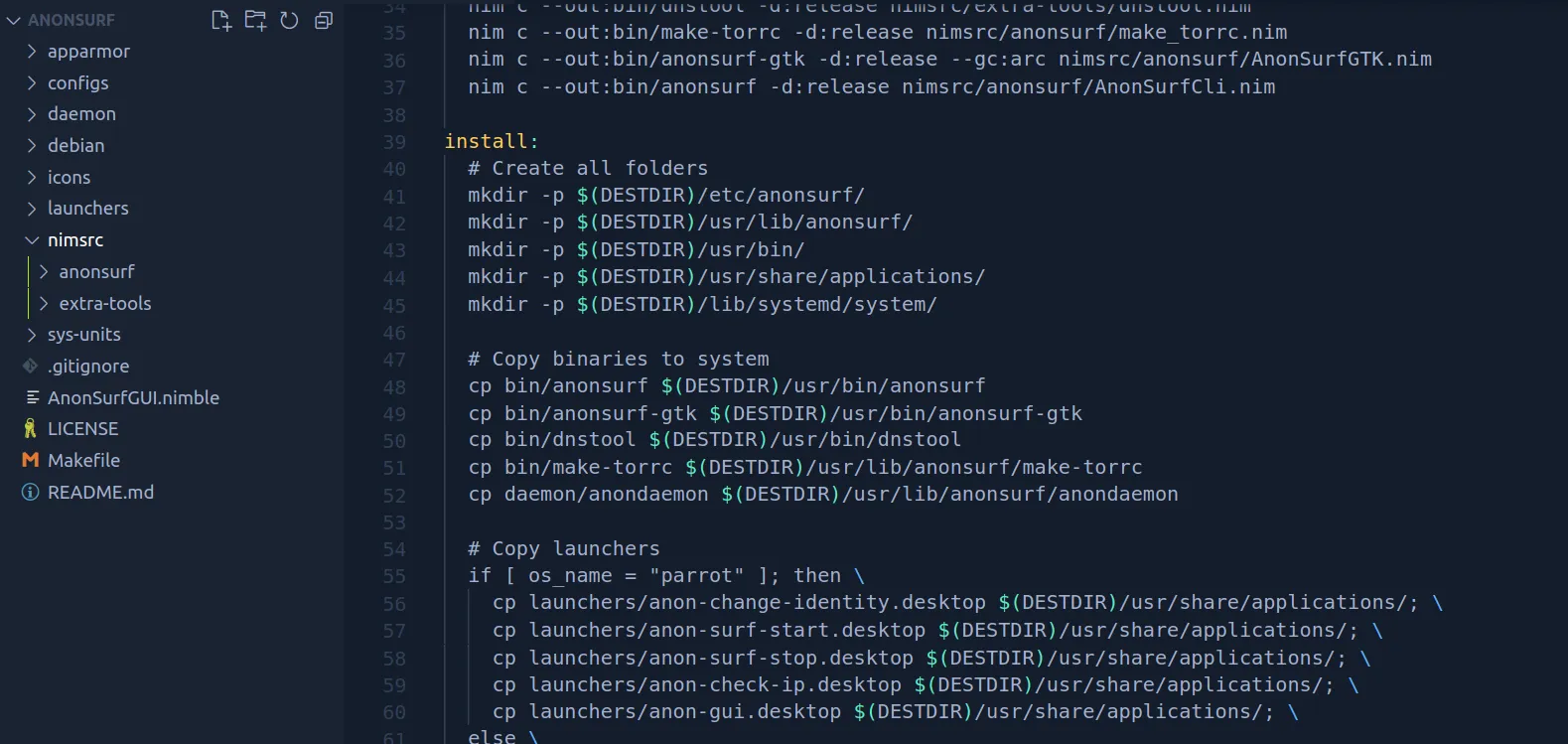 Code structure
