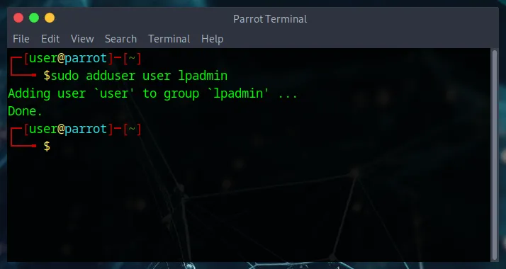 Add user to lpadmin
